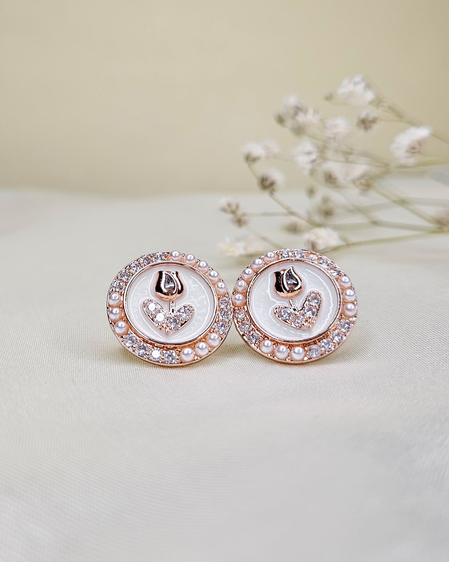 Rose Gold Elegant Stud Earrings - Anti Tarnish and Daily Wear