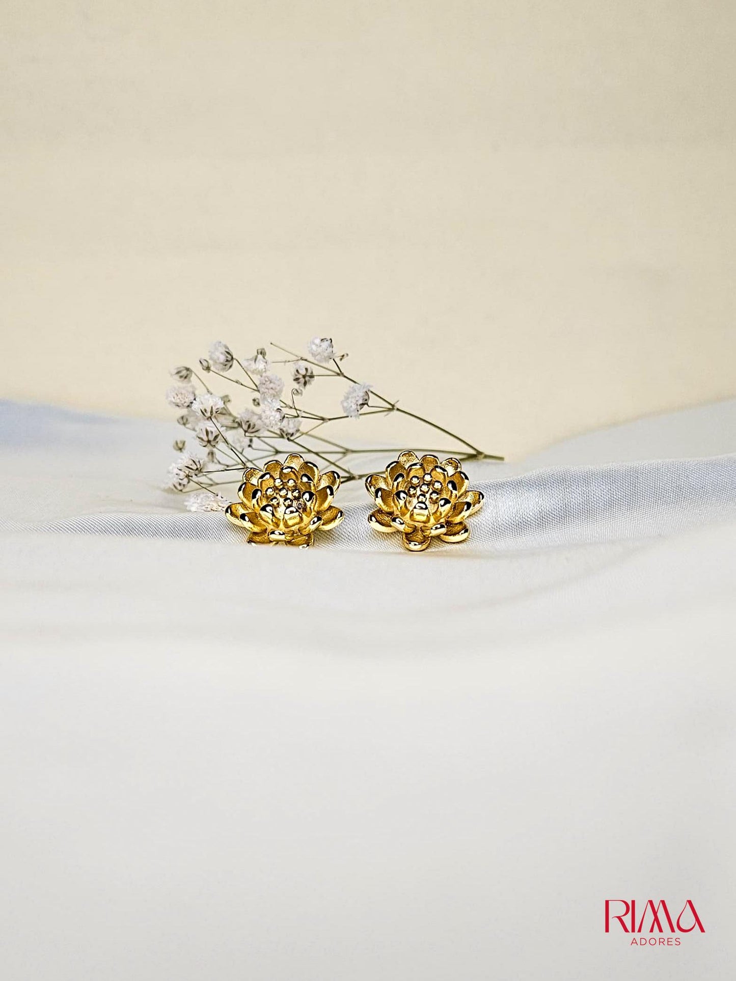 Lotus Golden Earring - Anti Tarnish Daily Wear Jewelry