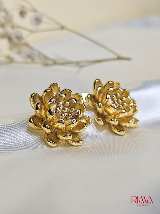 Lotus Golden Earring - Anti Tarnish Daily Wear Jewelry