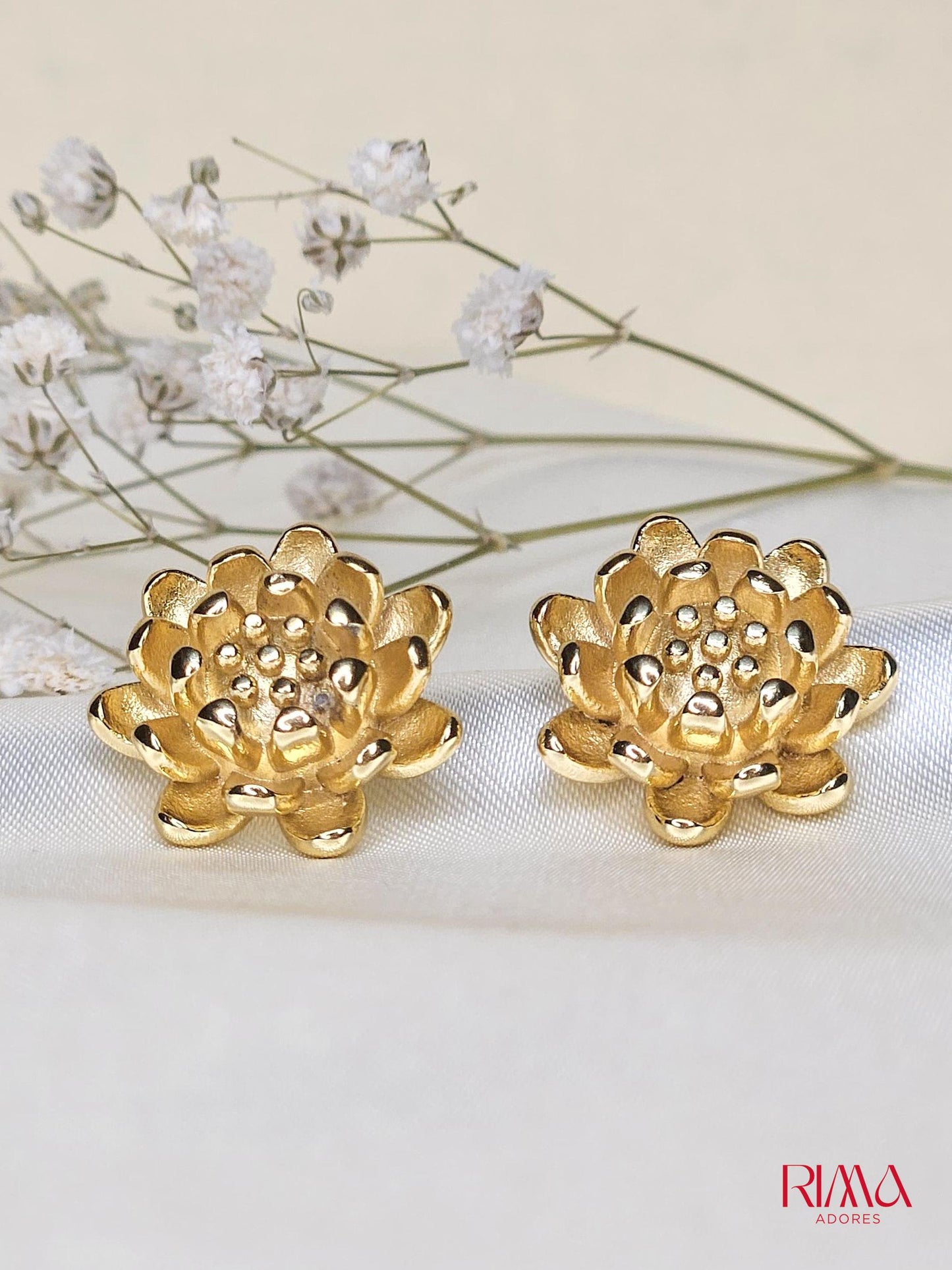 Lotus Golden Earring - Anti Tarnish Daily Wear Jewelry