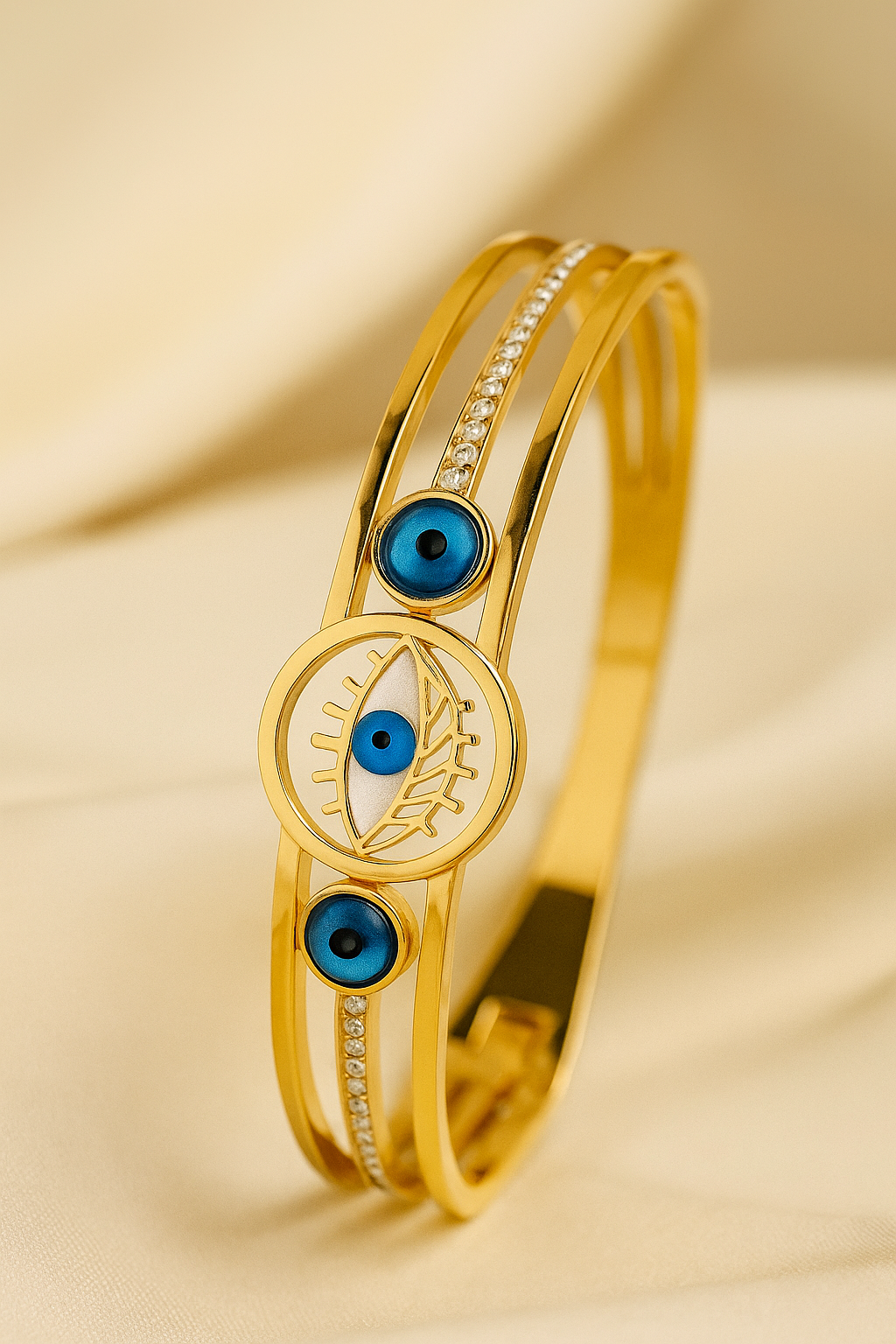Elegant Gold Plated Evil Eye Bracelet for Women – Adjustable Charm Bracelet for Protection & Style