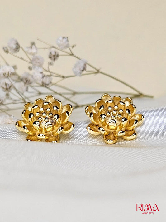 Lotus Golden Earring - Anti Tarnish Daily Wear Jewelry