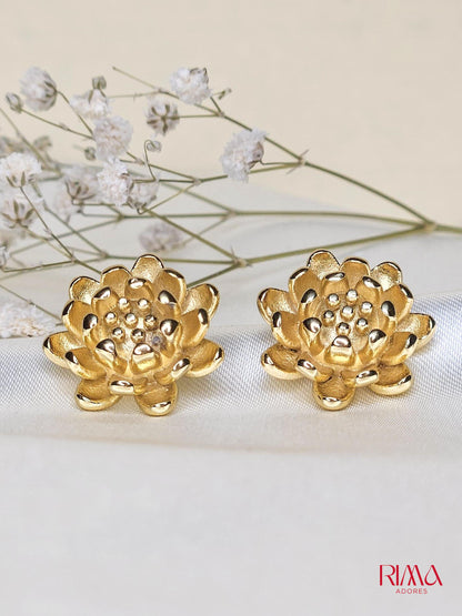 Lotus Golden Earring - Anti Tarnish Daily Wear Jewelry